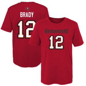 Vorschulisches Tom Brady Rotes Tampa Bay Buccaneers Mainliner Spielername & Nummer T-Shirt