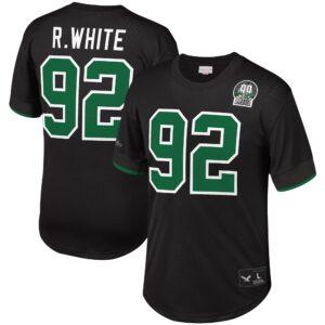 Mitchell & Ness Reggie Mesh-Oberteil für Herren, Weiß/Schwarz, Philadelphia Eagles, Name und Nummer ehemaliger Spieler