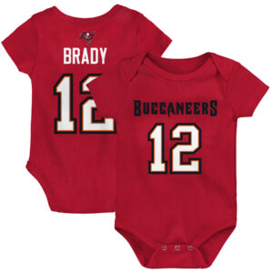 Kleinkinder, roter Body mit Tom Brady, Tampa Bay Buccaneers Mainliner-Spielername und -nummer