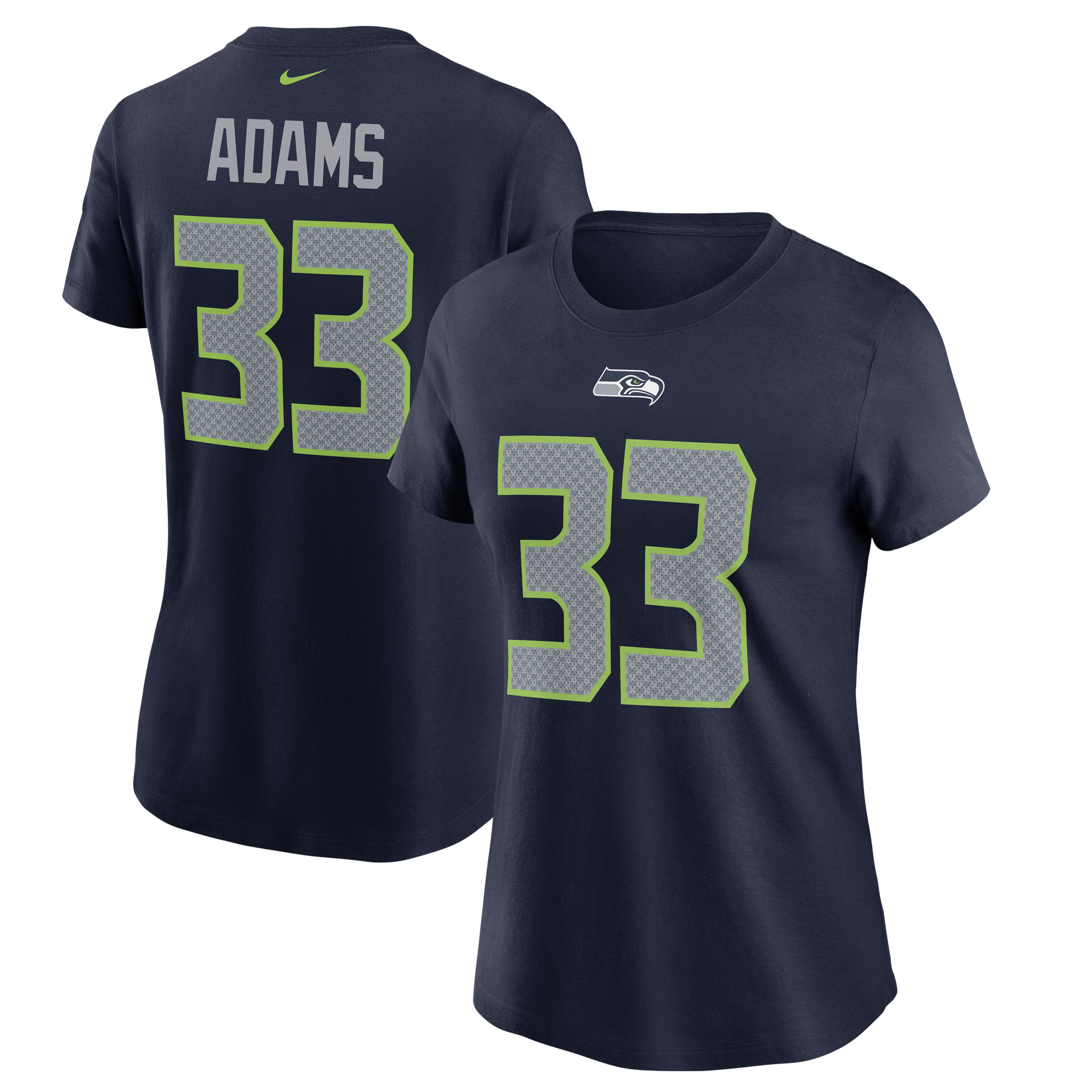 Nike Jamal Adams College Navy Seattle Seahawks T-Shirt mit Name und Nummer für Damen