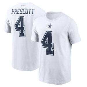 Nike Dak Prescott Dallas Cowboys T-Shirt mit Namen und Nummer für Herren, Weiß