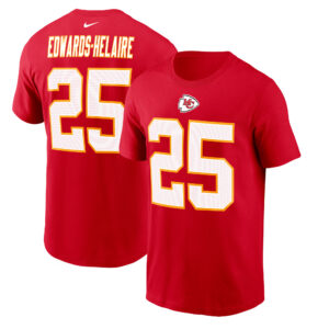 Nike Clyde Edwards-Helaire Rotes Kansas City Chiefs-T-Shirt mit Spielername und -nummer für Herren