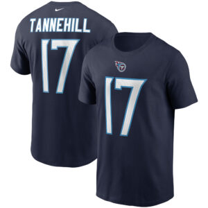 Nike Herren-T-Shirt mit Namen und Nummer der Tennessee Titans, Ryan Tannehill, Marineblau