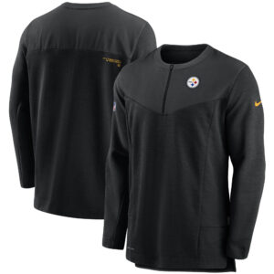 Nike Pittsburgh Steelers Sideline UV-Performance-Jacke mit halbem Reißverschluss für Herren in Schwarz