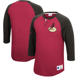 Mitchell & Ness Cardinal Arizona Cardinals Historisches Logo Ultimate Play Henley Raglan-T-Shirt mit 3/4-Ärmeln für Herren