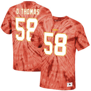 Mitchell & Ness Derrick Thomas T-Shirt für Herren, Rot, Kansas City Chiefs, Batikmuster, Name und Nummer eines ehemaligen Spielers