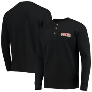 Dunbrooke – Schwarzes, langärmeliges Thermo-Henley-T-Shirt mit San Francisco 49ers-Logo von Maverick für Herren