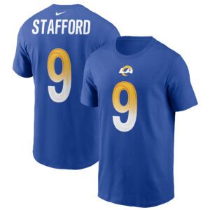 Nike Matthew Stafford Royal Los Angeles Rams T-Shirt mit Name und Nummer für Herren