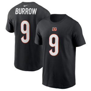 Nike Joe Burrow Cincinnati Bengals-T-Shirt mit Spielernamen und -nummer für Herren in Schwarz