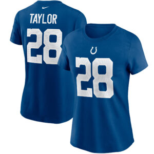 Nike Jonathan Taylor Royal Indianapolis Colts Name & Nummer T-Shirt für Damen