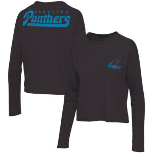 Damen Junk Food Schwarzes Carolina Panthers Thermo-Langarm-T-Shirt mit Tasche