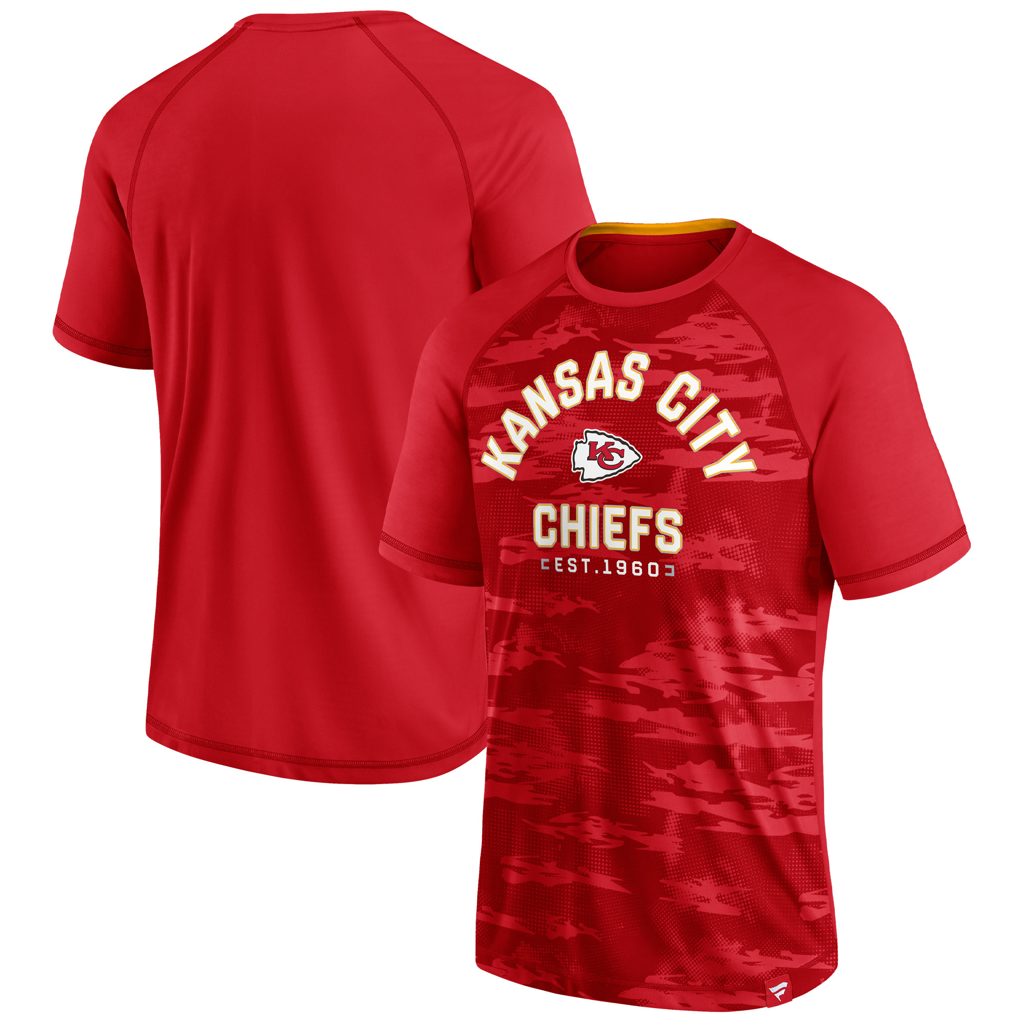 Rotes Kansas City Chiefs Hail Mary Raglan-T-Shirt mit Fanatics-Logo für Herren