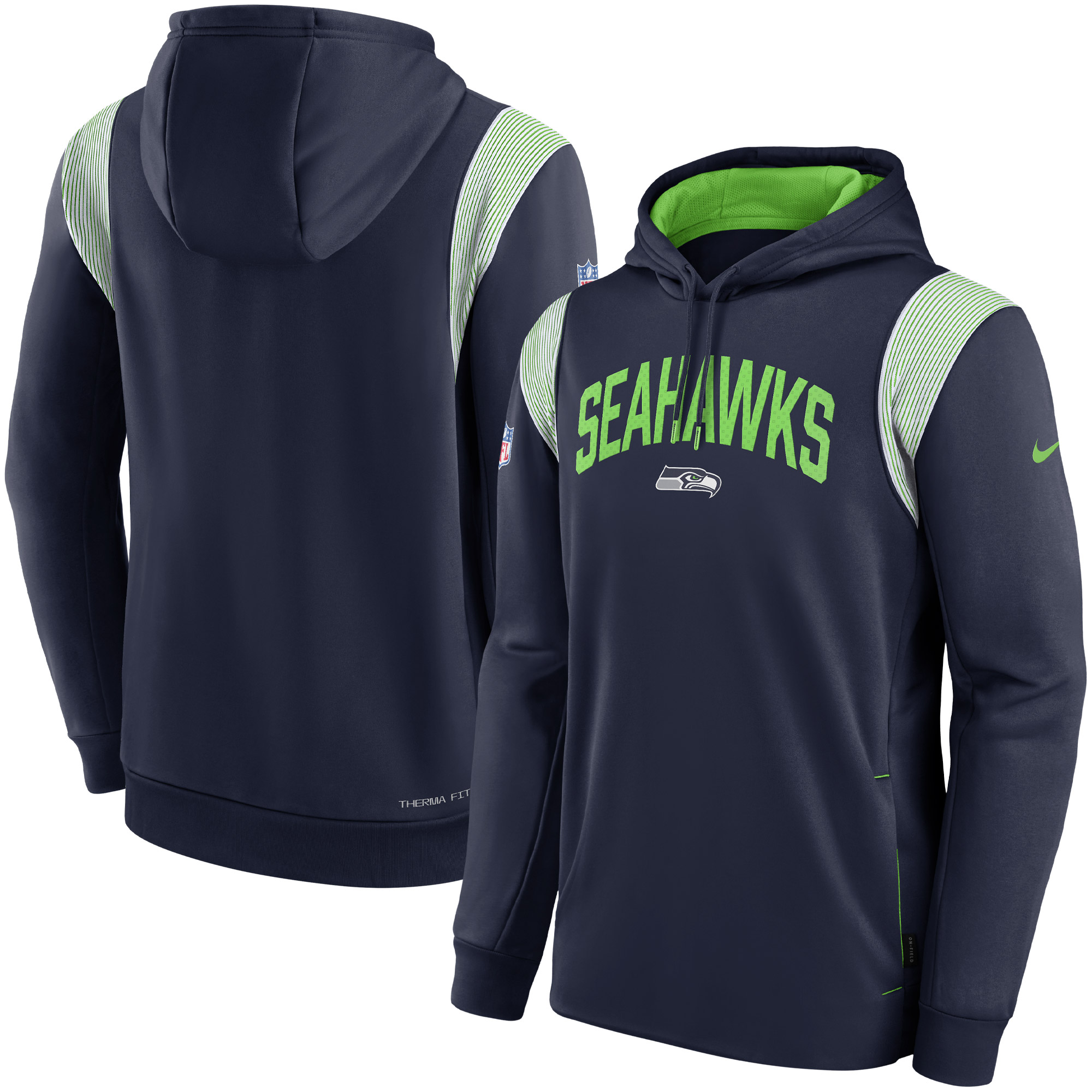 Nike College Navy Seattle Seahawks Sideline Athletic Stack Performance Pullover-Hoodie für Herren