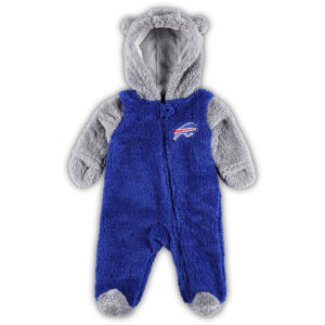 Schlafanzug für Neugeborene und Kleinkinder, Royalblau/Grau, Buffalo Bills Game Nap, Teddyfleece, Wimpelkette mit durchgehendem Reißverschluss