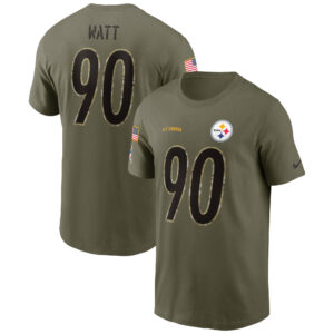 Nike T.J. Watt Pittsburgh Steelers 2022 Salute To Service T-Shirt mit Name und Nummer in Oliv für Herren