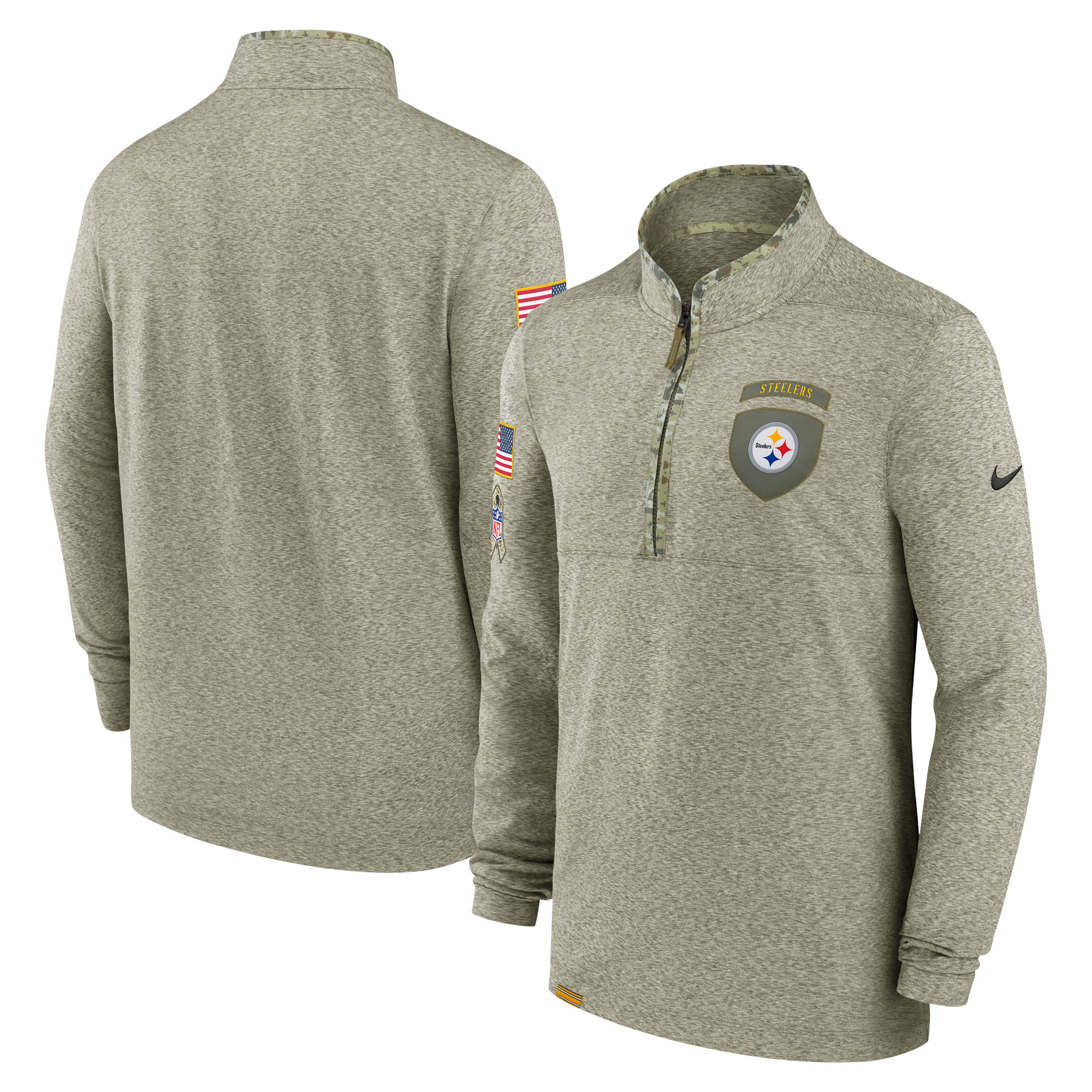 Nike Pittsburgh Steelers Salute to Service Quarter-Zip-Oberteil für Herren in Oliv