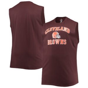 Braunes Cleveland Browns-Muscle-Shirt für große und kleine Größen für Herren