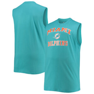 Miami Dolphins Muskel-Tanktop für Herren in großen und langen Größen, Aquamarin