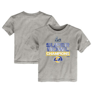 Kleinkinder Nike T-Shirt in meliertem Grau der Los Angeles Rams aus der Super Bowl LVI Champions Locker Room Trophy Collection