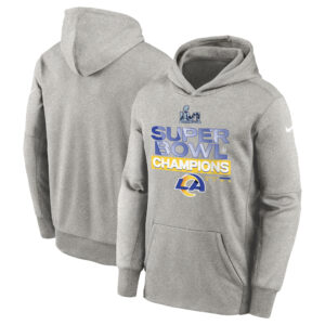 Nike Pullover-Hoodie „Los Angeles Rams“ für Kinder, meliert, Grau, Super Bowl LVI Champions Locker Room Trophy Collection