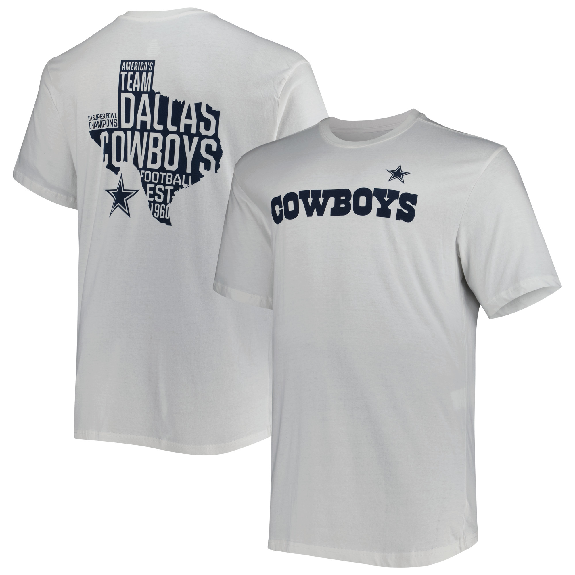 Dallas Cowboys Big & Tall Hometown Collection Hot Shot Fanatics-T-Shirt für Herren, weiß