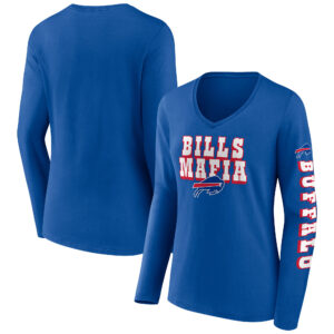 Damen Royal Buffalo Bills Hometown Sweep Fanatics Langarm-T-Shirt mit V-Ausschnitt