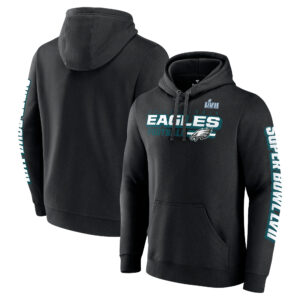 Schwarzer Philadelphia Eagles Super Bowl LVII Star Trail Fanatics-Kapuzenpullover für Herren