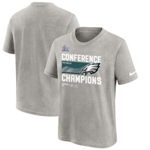 Graues Nike Philadelphia Eagles 2022 NFC Champions Locker Room Trophy Collection T-Shirt für Jugendliche