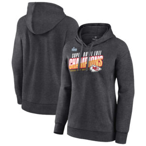 Kansas City Chiefs Super Bowl LVII Champions Victory Formation Fanatics Heather Charcoal Pullover-Hoodie für Damen