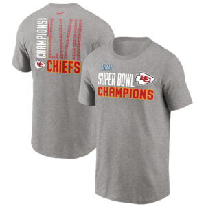 Nike T-Shirt „Kansas City Chiefs“ im Super Bowl LVII Champions Roster für Herren, grau meliert