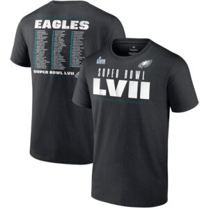 Philadelphia Eagles Super Bowl LVII Varsity Team Roster Fanatics Herren T-Shirt, schwarz, groß und lang