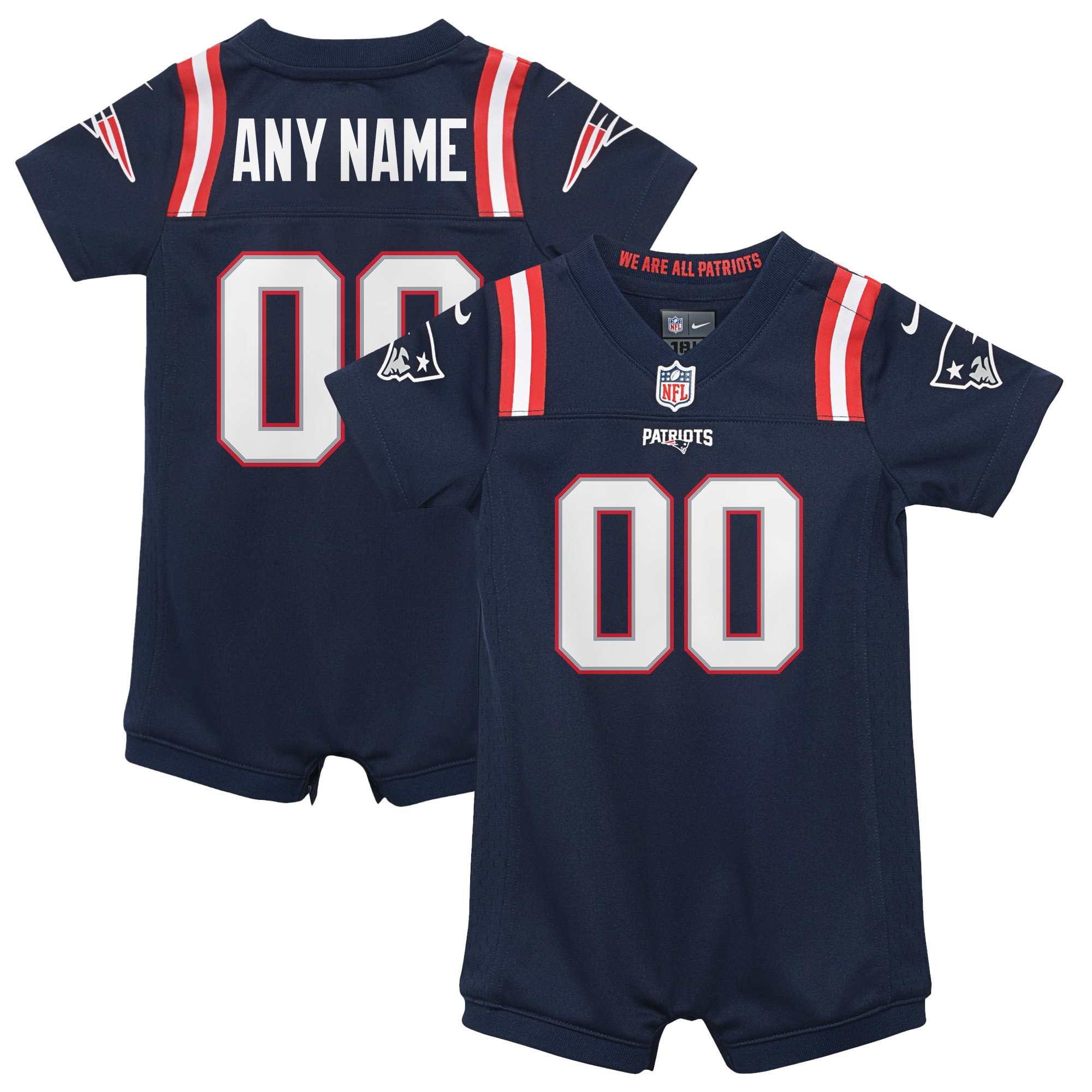 New England Patriots Nike Heimtrikot-Strampler – Personalisiert – Neugeborene