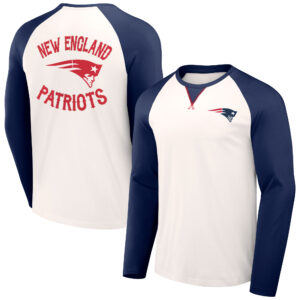 Herren-T-Shirt mit langen Ärmeln und Raglanärmeln der New England Patriots aus der NFL x Darius Rucker-Kollektion von Fanatics in Creme/Marineblau