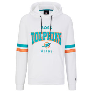 BOSS X NFL Miami Dolphins Touchdown-Kapuzenpullover für Herren in Weiß/Aqua