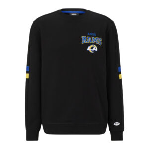 BOSS X NFL Los Angeles Rams Drive Pullover mit Rundhalsausschnitt für Herren, Schwarz/Royal