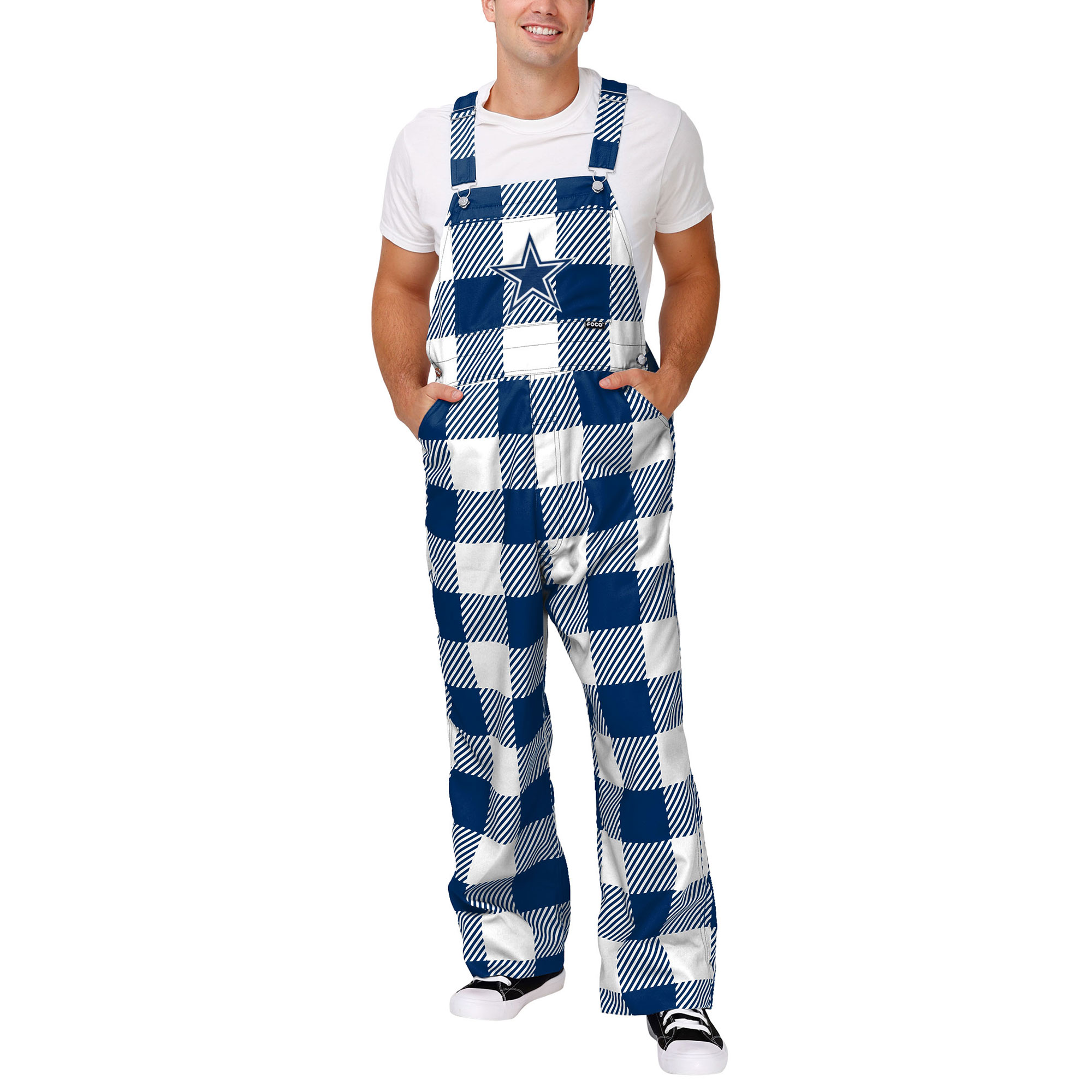 FOCO Navy Dallas Cowboys Big Logo Plaid-Overall für Herren