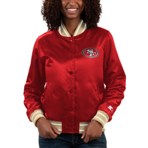 Starter Scarlet San Francisco 49ers Full Count Satin Full-Snap College-Jacke für Damen