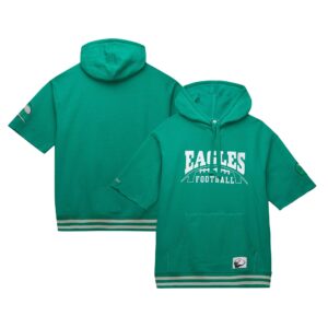 Mitchell & Ness – Kelly Green – Philadelphia Eagles – Kurzärmliger Pre-Game-Kapuzenpullover für Herren