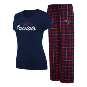 Concepts Sport Schlafanzugset mit New England Patriots Arctic T-Shirt und Flanellhose für Damen in Marineblau/Rot