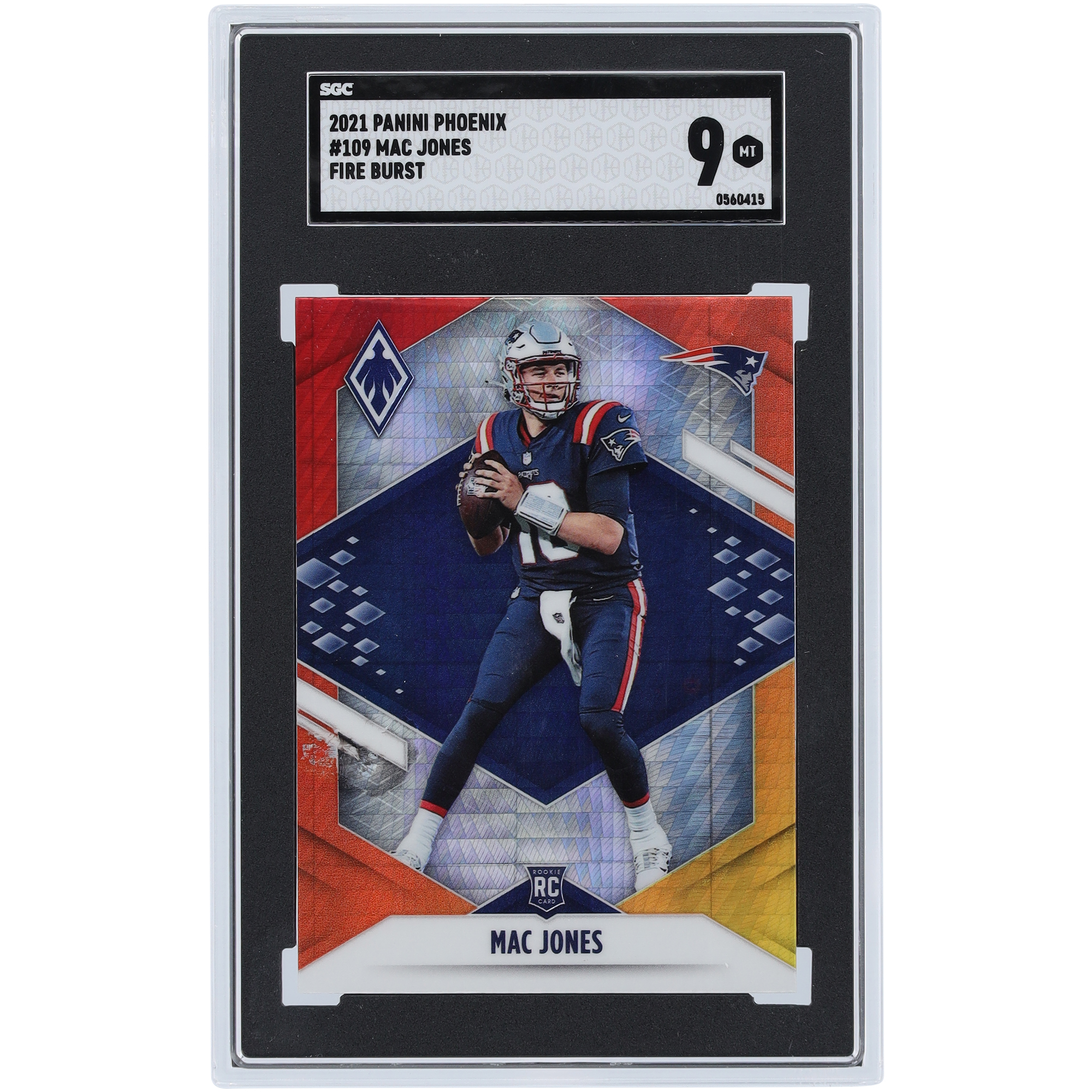 Mac Jones New England Patriots 2021 Panini Phoenix Fire Burst #109 SGC Authentifizierte 9 Rookie-Karte