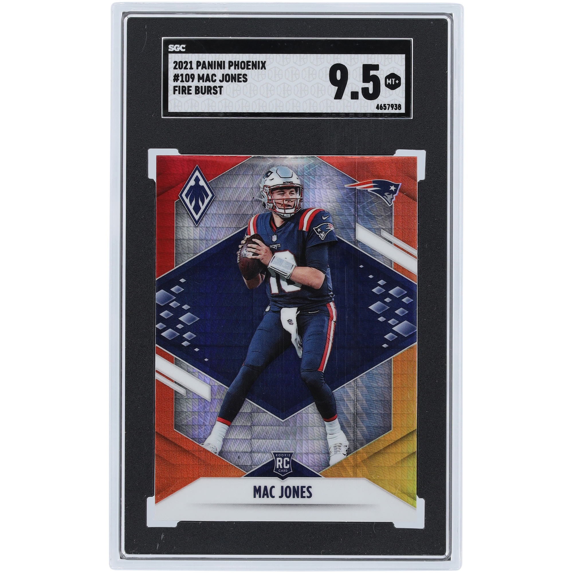 Mac Jones New England Patriots 2021 Panini Phoenix Fire Burst #109 SGC Authentifizierte 9.5 Rookie-Karte