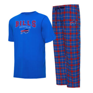 Herren-Schlafanzugset „Concepts Sport“ in Royal/Rot, Buffalo Bills Arctic, T-Shirt und Pyjamahose