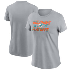 Miami Dolphins 2023 NFL Playoffs Iconic T-Shirt für Damen, Grau