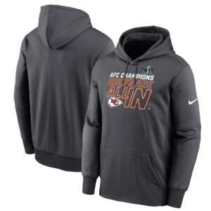 Anthrazitfarbener Nike Pullover-Hoodie „Kansas City Chiefs 2023 AFC Champions Locker Room Trophy Collection“ für Herren