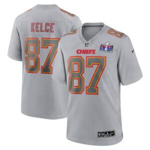 Herren Nike Travis Kelce Grau Kansas City Chiefs Super Bowl LVIII Atmosphäre Fashion Game Trikot