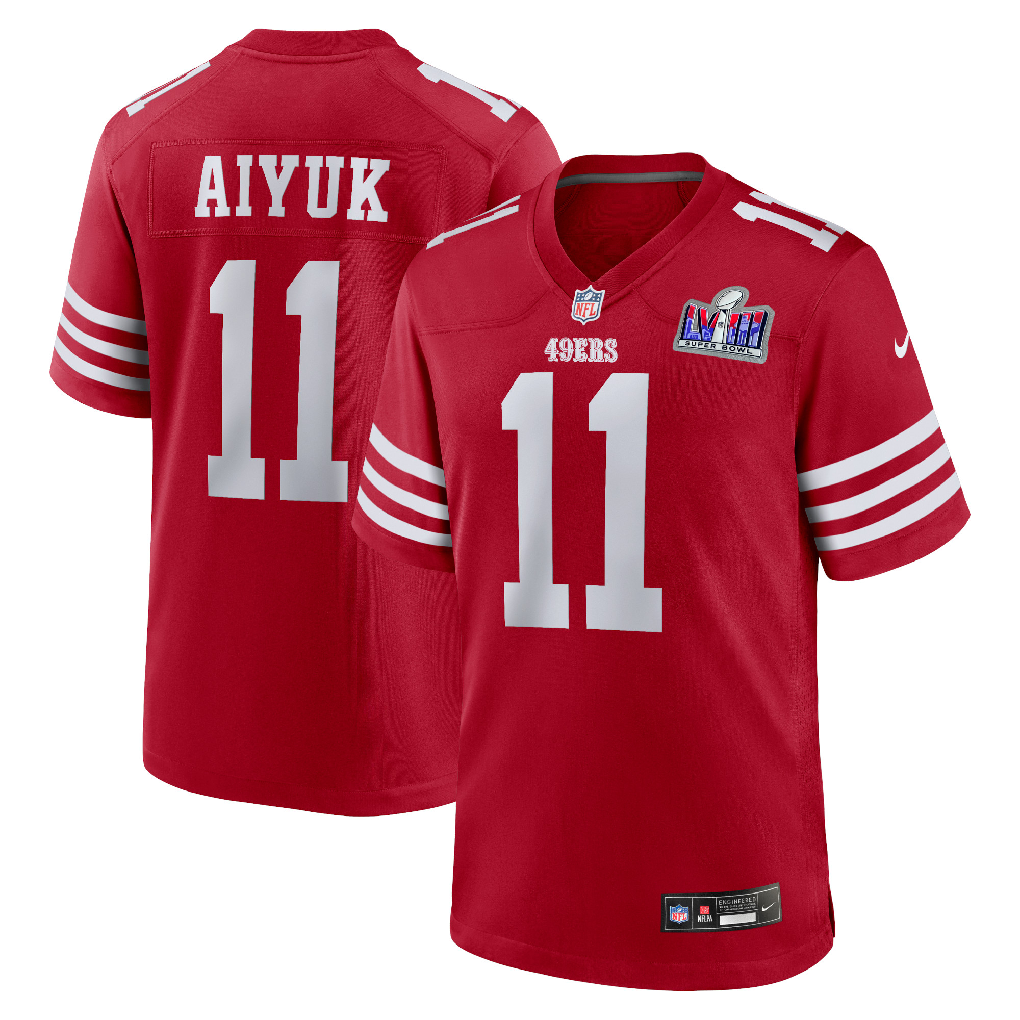 Nike Brandon Aiyuk Scarlet San Francisco 49ers Super Bowl LVIII-Spieltrikot für Herren