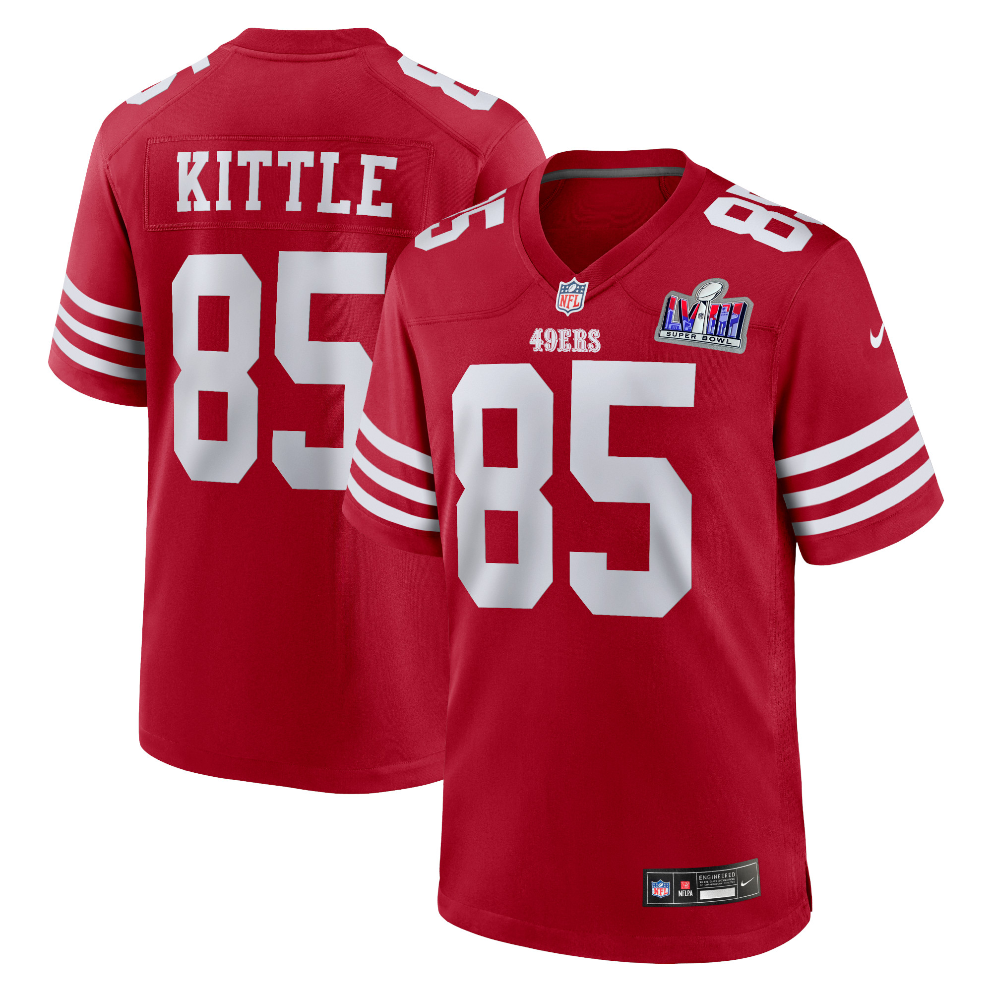 Nike George Kittle Scarlet San Francisco 49ers Super Bowl LVIII-Spieltrikot für Herren