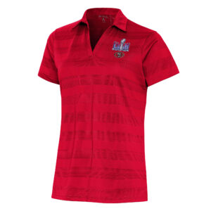 Antigua Scarlet San Francisco 49ers Super Bowl LVIII Compass V-Ausschnitt-Poloshirt für Damen