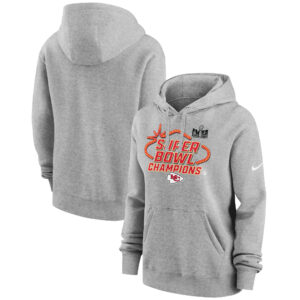 Damen Nike Heather Gray Kansas City Chiefs Super Bowl LVIII Champions Locker Room Trophy Kollektion Pullover Hoodie