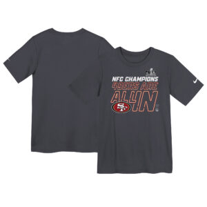 Vorschulisches Nike Anthrazit San Francisco 49ers 2023 NFC Champions Locker Room Trophy Collection T-Shirt